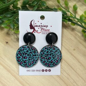 Teal Leopard Print Earrings