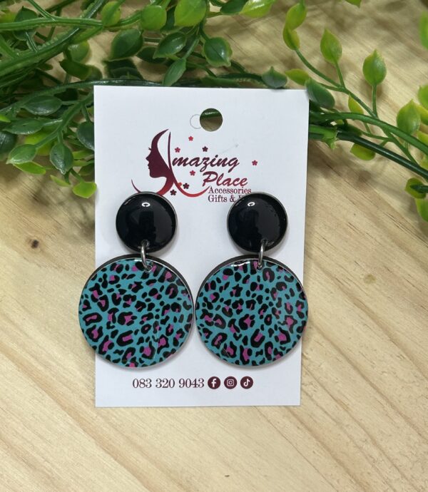 Teal Leopard Print Earrings