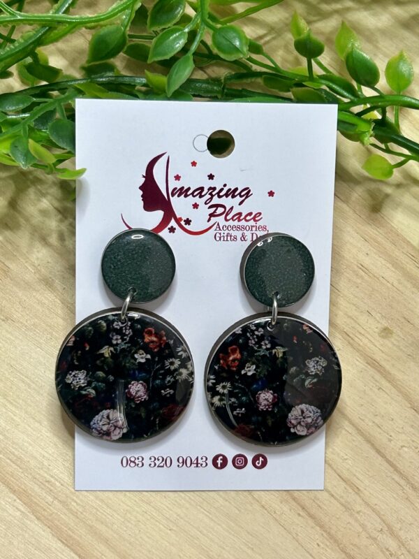 Green Floral Earrings