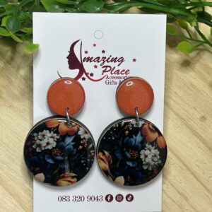 Orange Floral Earrings