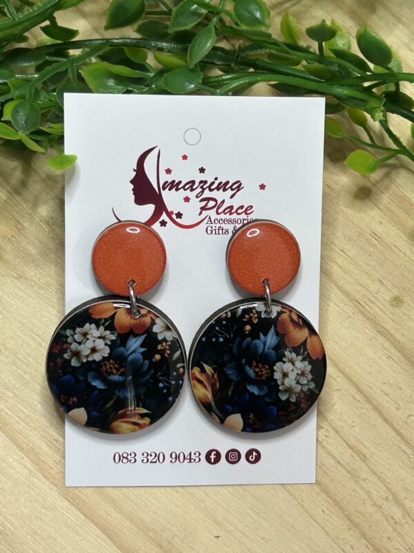 Orange Floral Earrings