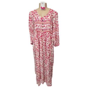 Pink And White Long Dress