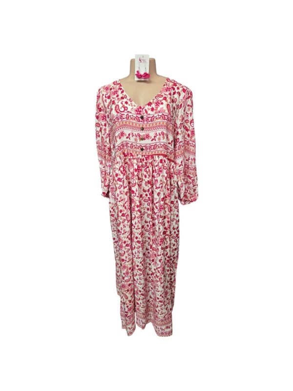 Pink And White Long Dress