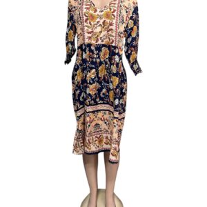 Peach And Navy Blue Short Dress