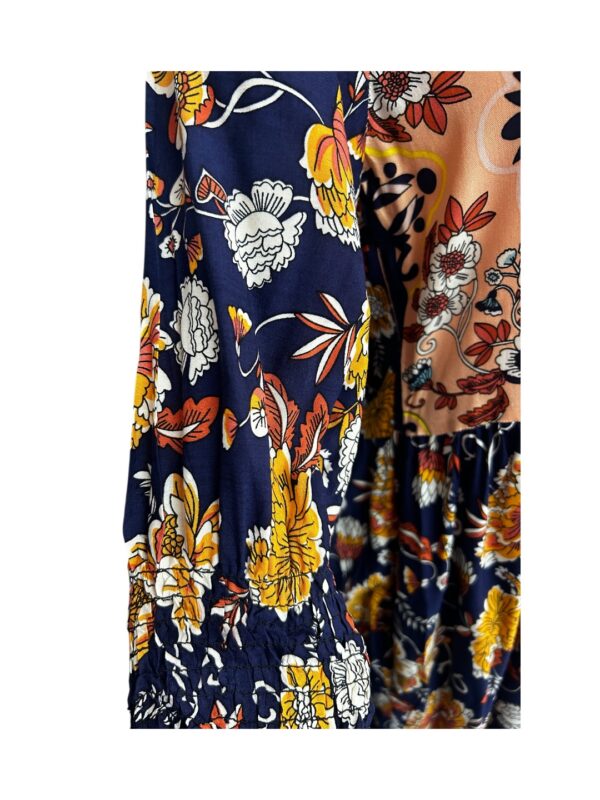 Peach And Navy Blue Short Dress - Image 2