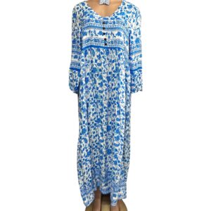 Long White And Blue Dress