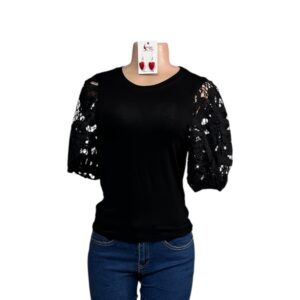 Black Lace Sleeve Top