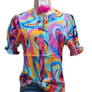 Light Blue, Pink, Orange, Red Mixed Top