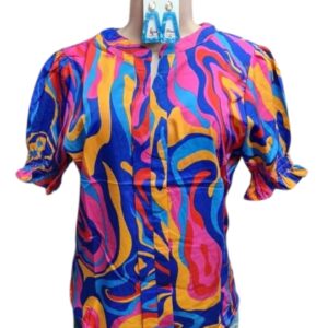 Blue, Pink, Orange, Red Mixed Top