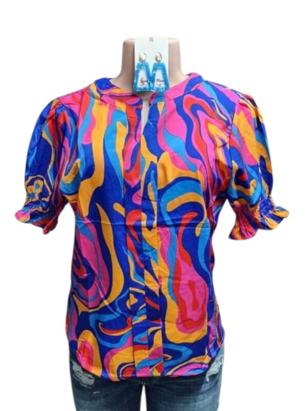 Blue, Pink, Orange, Red Mixed Top