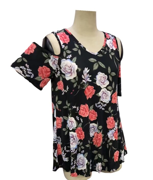 Black Plus Size Peekaboo Sleeve Top