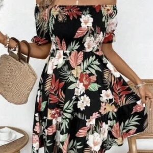 Short Black Floral Dress