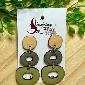 3 Tier green earrings