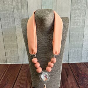 Peach scarf necklace