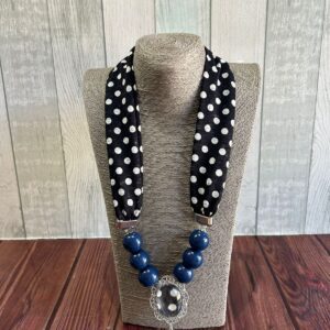 Black polkadot scarf necklace