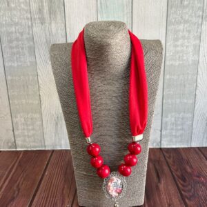 Red scarf necklace