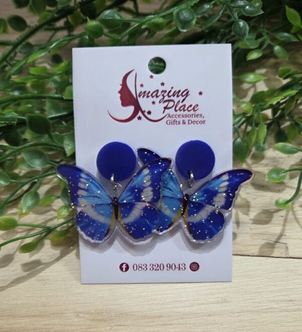 Blue Acrylic Butterfly Earrings