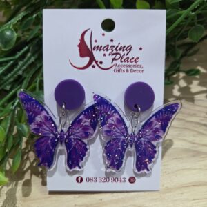 Purple Acrylic Butterfly Earrings