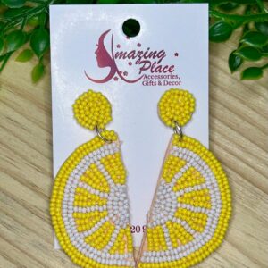 Lemon Beaded Earrings