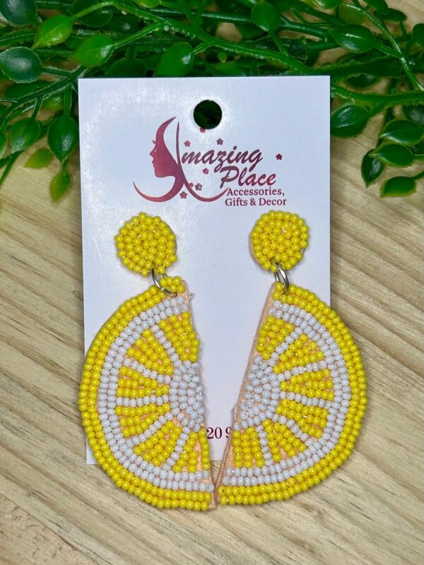 Lemon Beaded Earrings