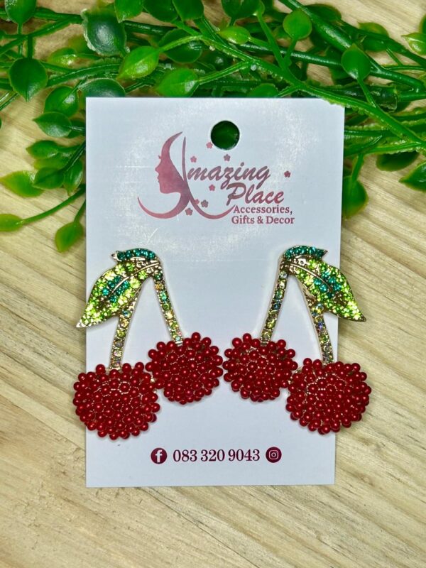 Rhinestone Cherry Earrings