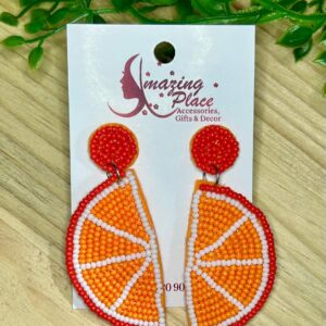 Beaded Orange Earrings