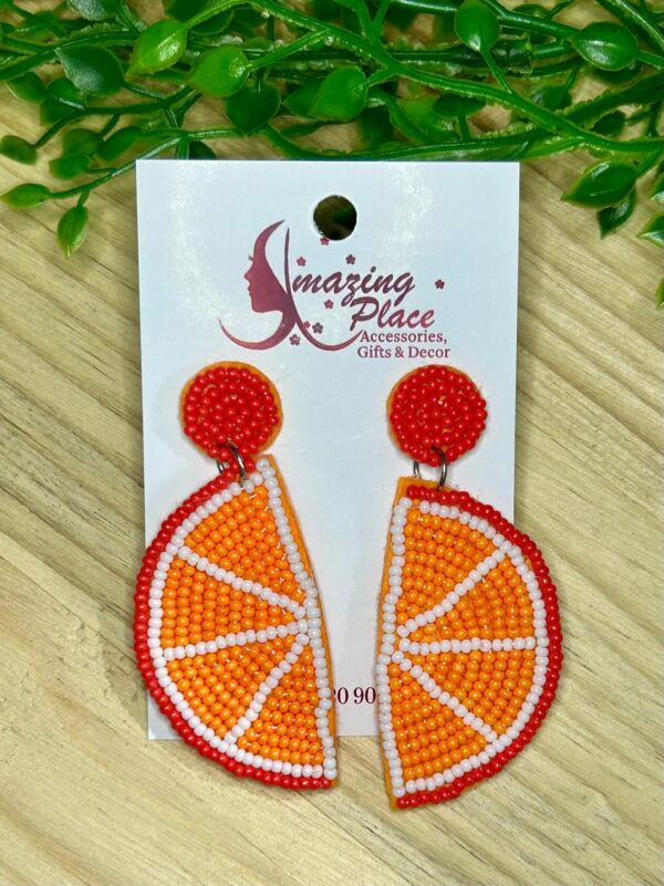 Beaded Orange Earrings