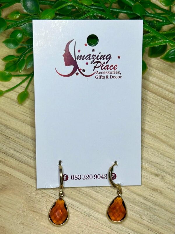 Orange Tear Drop Earrings