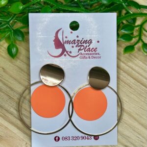 Orange Circle Earrings