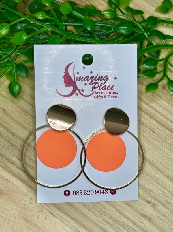 Orange Circle Earrings