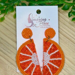 Orange Beaded Earrings