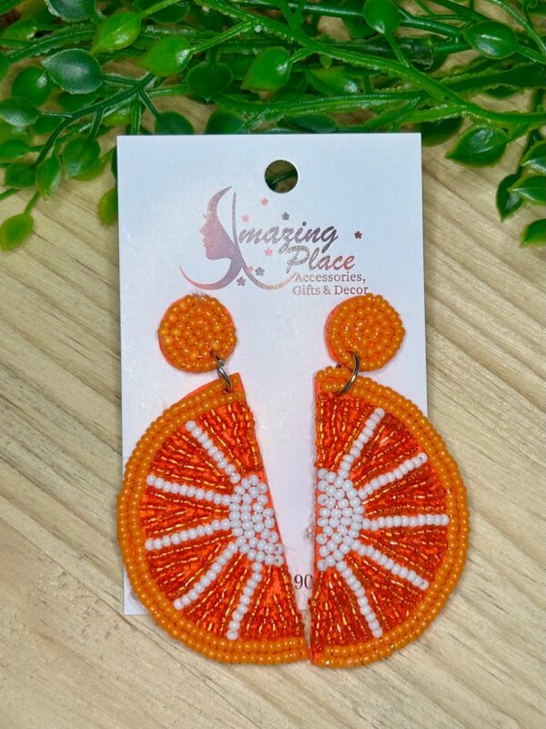 Orange Beaded Earrings