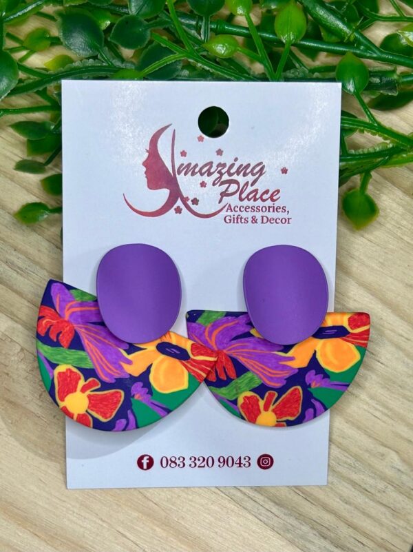 Purple Floral Earrings