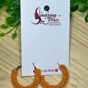Orange Beaded Hoops