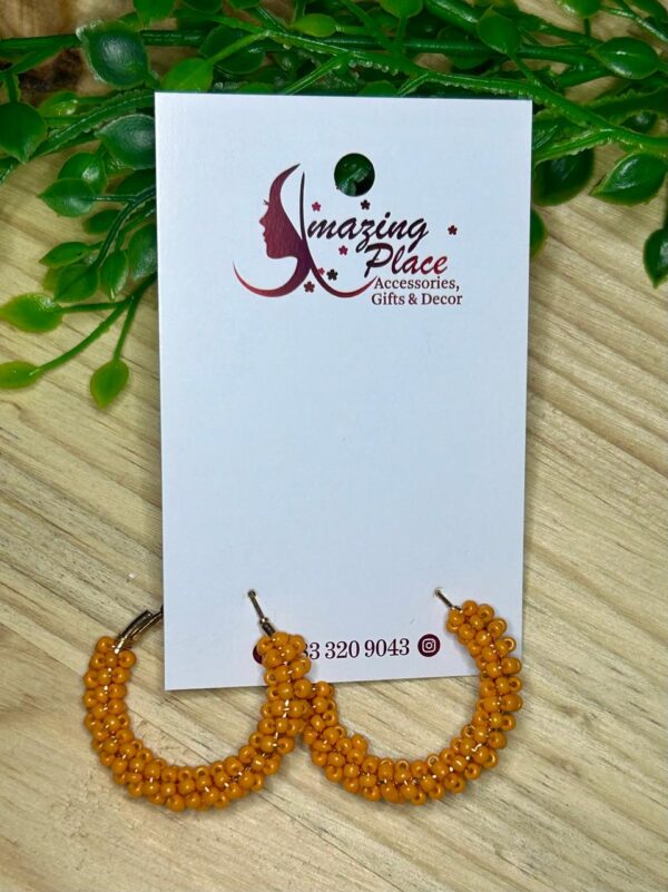 Orange Beaded Hoops