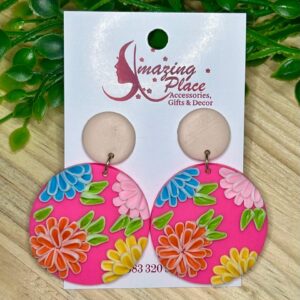 Pink Floral Earrings