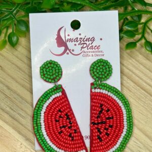 Watermelon Beaded Earrings