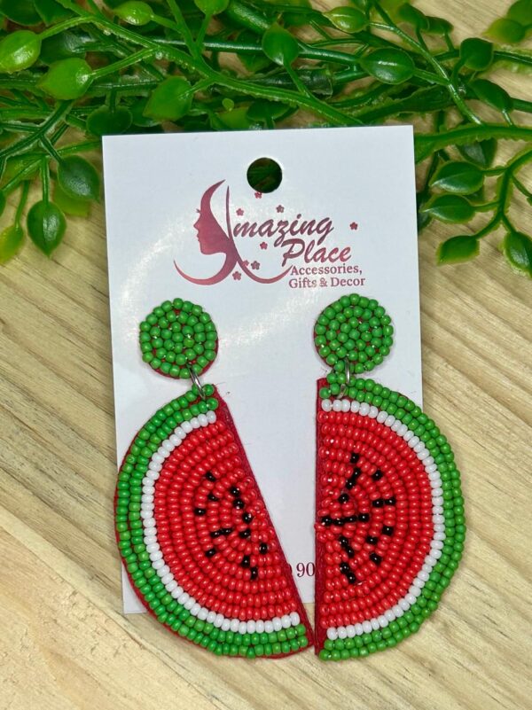 Watermelon Beaded Earrings