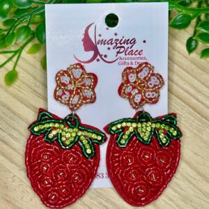 Strawberry Beaded Earrings