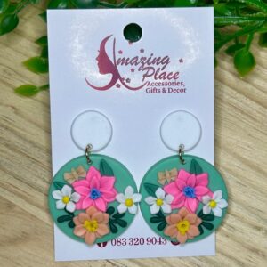 Teal Floral Earrings