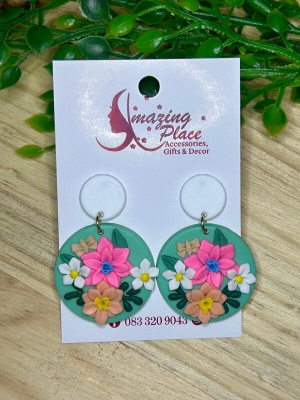 Teal Floral Earrings
