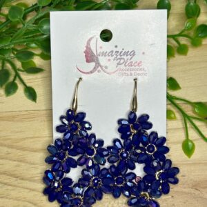 Blue floral teardrop earrings