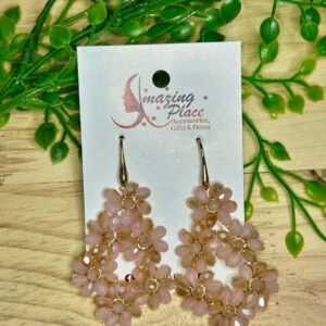 Dusty pink floral teardrop earrings