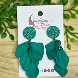 Green petal bunch earrings