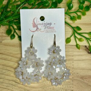 White floral teardrop earrings