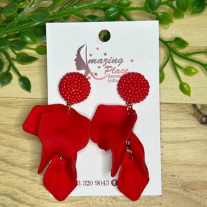 Red petal bunch earrings