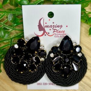 Black Rhinestone knot earrings