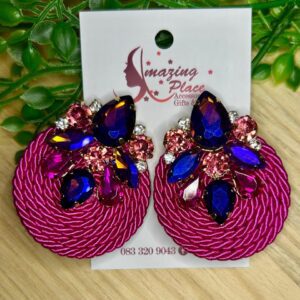 Hot pink Rhinestone knot earrings