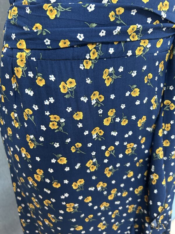 Navy Mock Wrap Skirt - Image 3