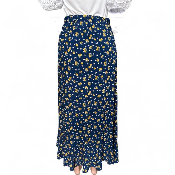 Navy Mock Wrap Skirt - Image 2